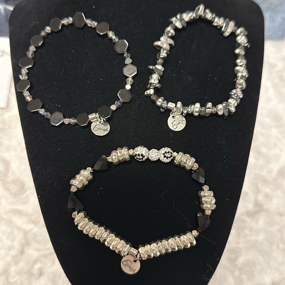 Set of 3 Black and Silver Erimish Bracelets - Picture 2 of 2